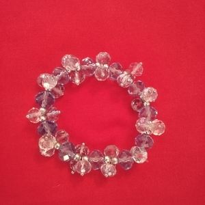 Clear and Purple Glass Beaded Bracelet